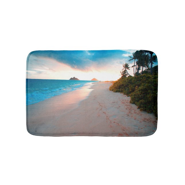 Tapis De Bain Coucher du soleil tropical de plage sablonneuse (Devant)