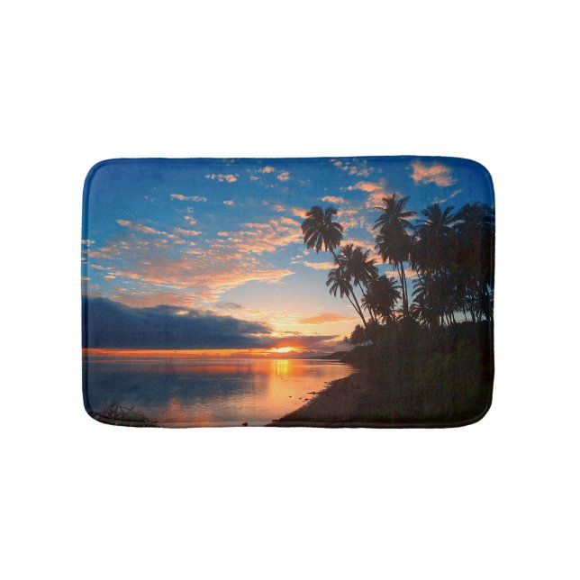 Tapis De Bain Coucher du soleil tropical d'île hawaïenne (Devant)