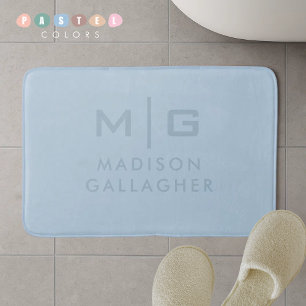 Tapis De Bain Couleur Bleu Bébé Pastel Clair Ciel Doux Solide