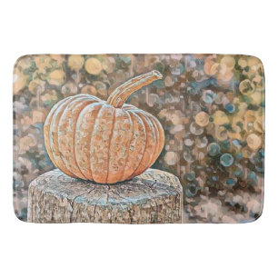 Tapis De Bain Couleurs de chute vintage automne citrouilles aqua