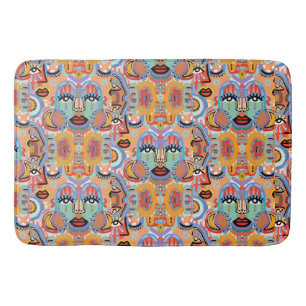 Tapis De Bain Couleurs, motifs et visages qui se chevauchent