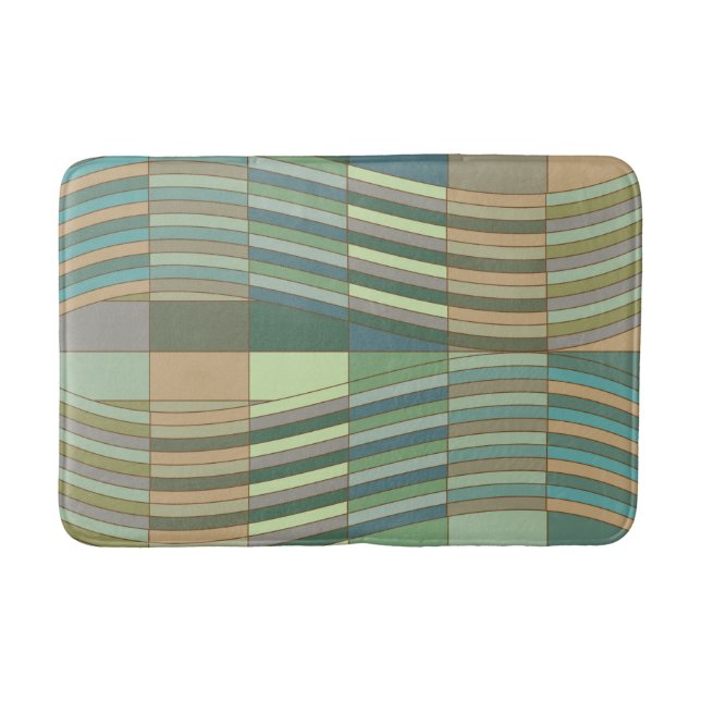 Tapis De Bain Couleurs naturelles Rectangles ondulées (Devant)