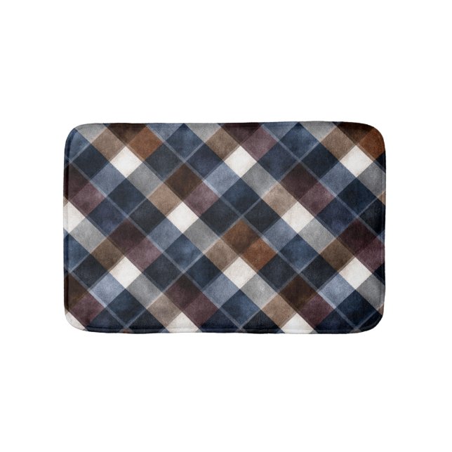 Tapis De Bain Country Blue Red White Grey Squares   (Devant)