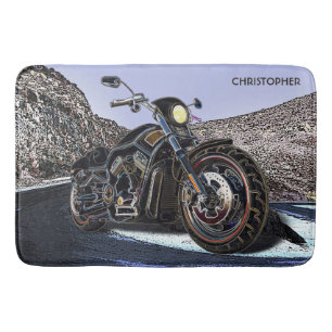 Tapis De Bain Couperet rougeoyant de moto de route vintage