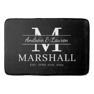 Tapis De Bain Couple marié Moderne Monogramme Juste Marié