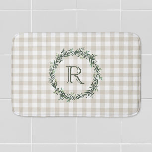 Tapis De Bain Couronne initiale de plaid beige de ferme