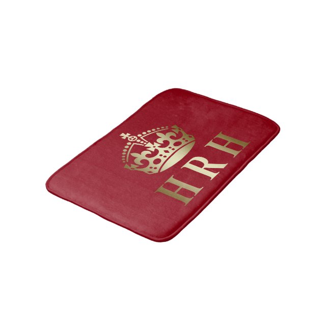 Tapis De Bain Couronne Royale Gold Et Red HRH (Angle)