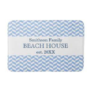 Tapis De Bain Coutume blanche bleue en arête de poisson de