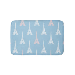 Tapis De Bain Couverture bleue de Bath de rose de Tour Eiffel de