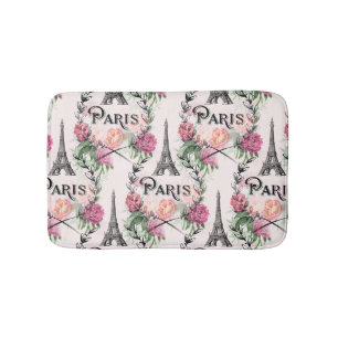 Tapis De Bain Couverture rose vintage de Bath de roses de Paris