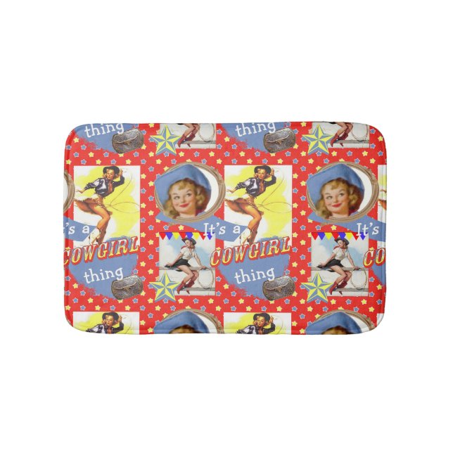 Tapis De Bain Cow-girls vintages Roping la chose de cow-girl (Devant)