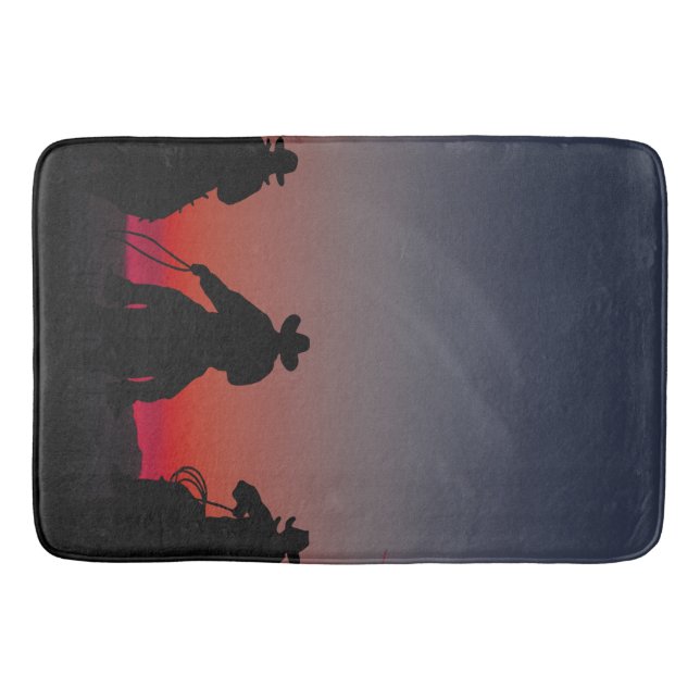 Tapis De Bain cowboy au coucher du soleil (Devant)