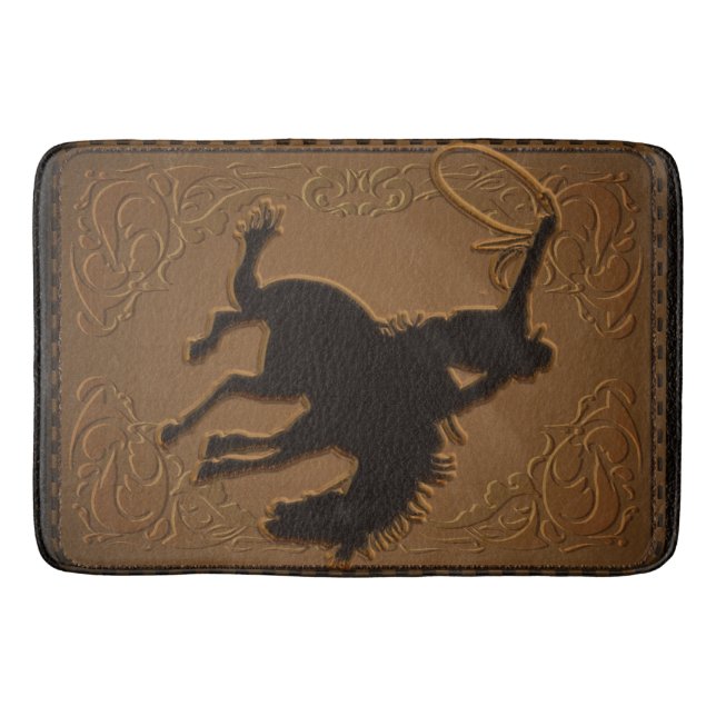 Tapis De Bain Cowboy de Leather Western Wild West Rustic (Devant)