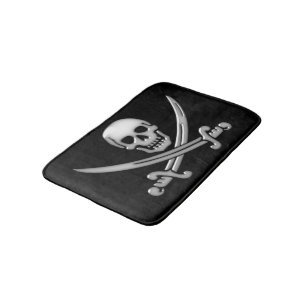 Tapis De Bain Crâne de pirate et os croisés avec épée