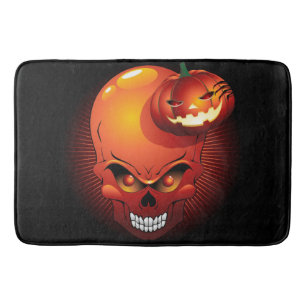Tapis De Bain Crâne d'Halloween et Citrouille