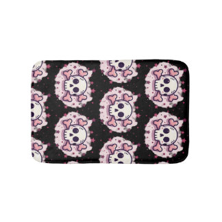 Tapis De Bain Crâne et Os en Rose Pastel