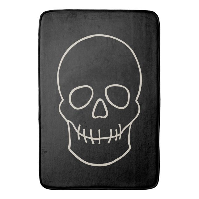 Tapis De Bain Crâne - Noir de chauve-souris et Blanc d'os (devant Vertical)