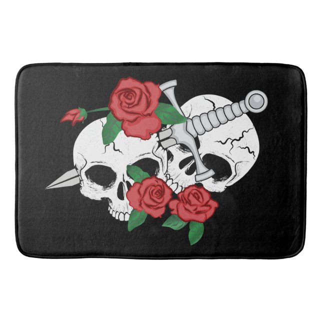 Tapis De Bain Crânes, Roses avaient Dagger (Devant)