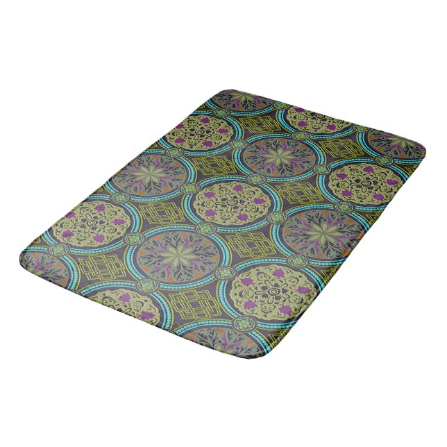 Tapis De Bain Créez votre propre Damas bleu violet (Angle)