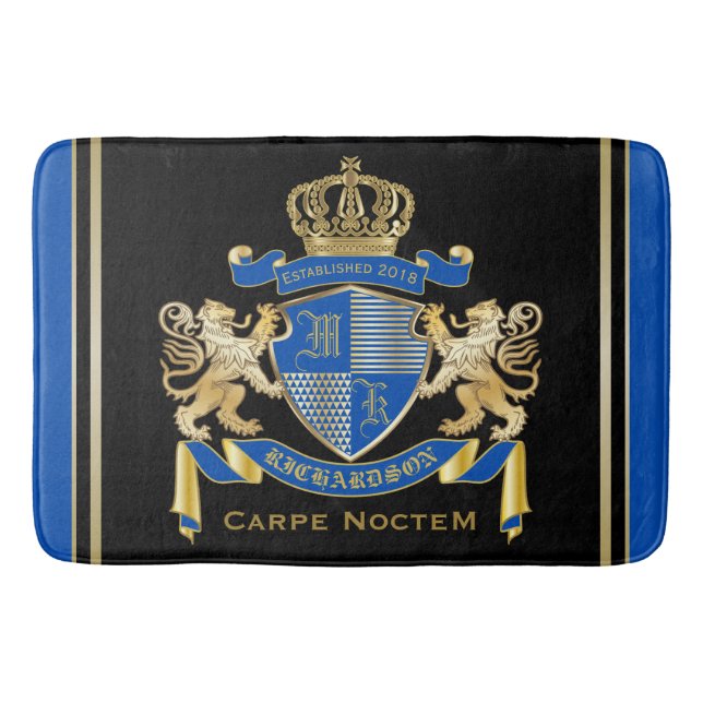 Tapis De Bain Créez votre propre manteau d'emblème bleu de lion (Devant)