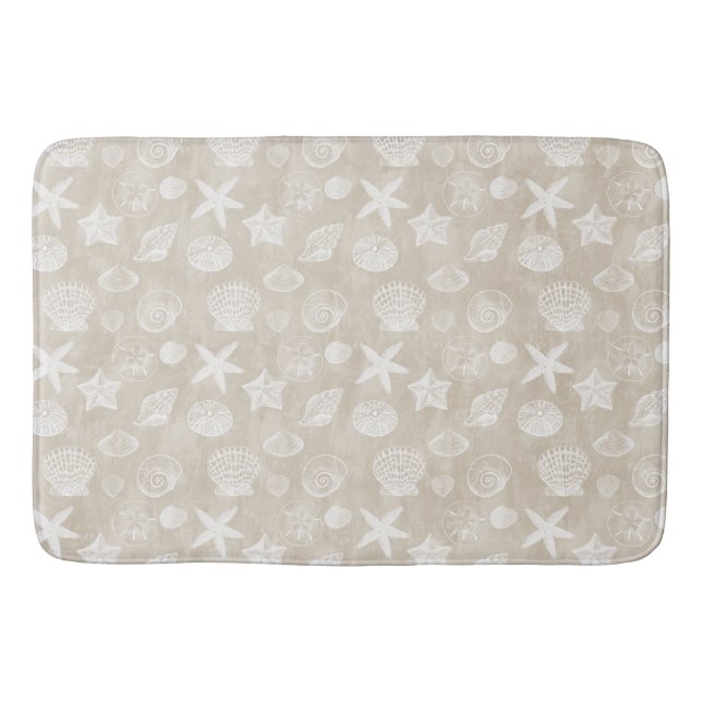 Tapis De Bain Crème Beige Blanc Coques De Plage (Devant)