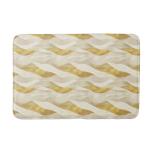 Tapis De Bain Crème et or amusant Vagues striées Correspondantes
