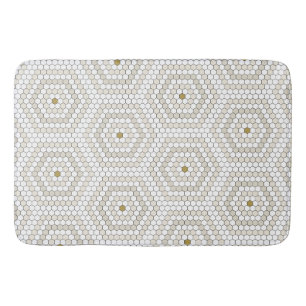 Tapis De Bain Crème & Hexagon Beige Penny Tile Hex Tile Motif
