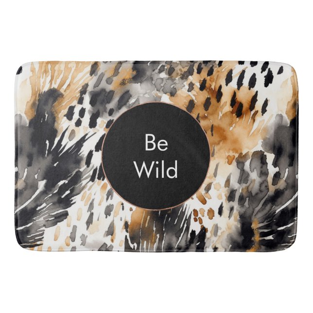 Tapis De Bain Crème noire blanche léopard animal Anniversaire (Devant)