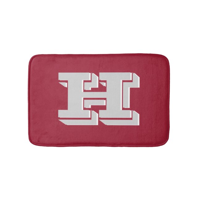 Tapis De Bain Crimson and White Varsity Letter Style Monogram (Devant)