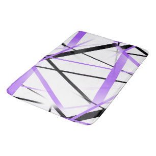 Tapis De Bain Criss a croisé les rayures lilas et noires sur le