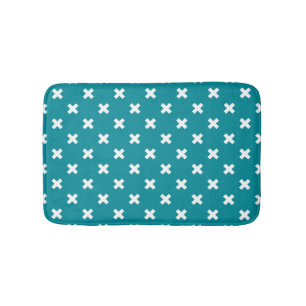 Tapis De Bain Crochets blancs sur turquoise