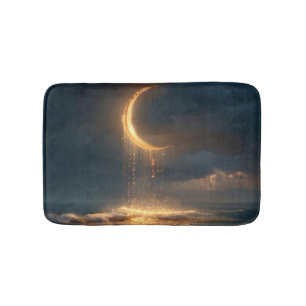 Tapis De Bain Croissant de lune doré surréaliste au-dessus de l'