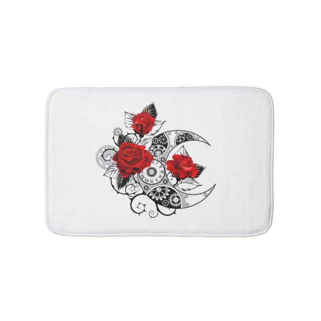 Tapis De Bain Croissant mécanique avec roses rouges (Devant)