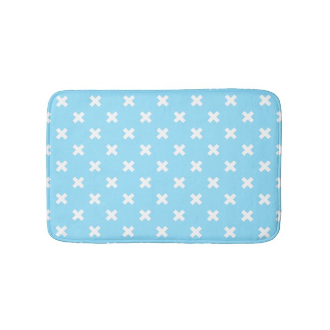 Tapis De Bain Croix blanche sur le bleu bébé (Devant)