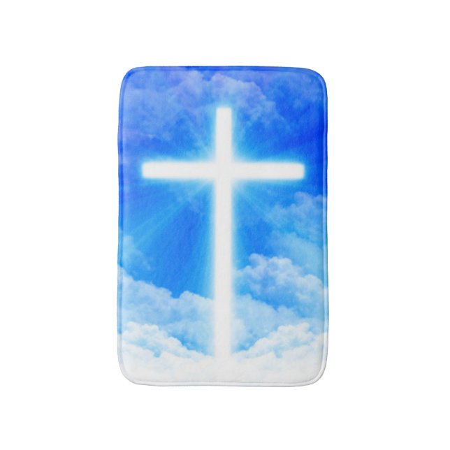Tapis De Bain Croix de lumière Jésus-Christ chrétien personnalis (Devant (Vertical))