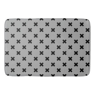 Tapis De Bain Croix noire coutures sur gris
