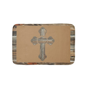 Tapis De Bain Croix Occidentale De Bois De Barnwood Avec Cordes
