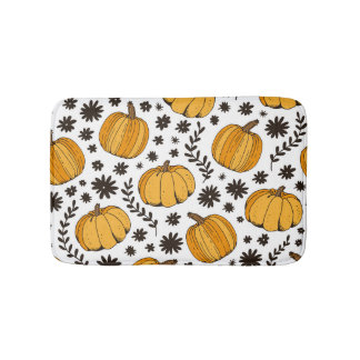 Tapis De Bain Croquis citrouilles : motif sans couture dessiné à