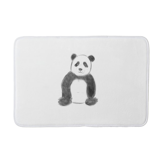 Tapis De Bain Croquis de panda en noir et blanc (Devant)