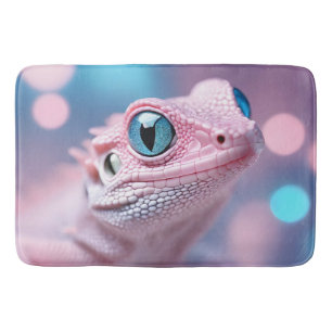 Tapis De Bain Cuisine Petit Lézard Rose aux Grands Yeux Bleus