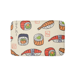 Tapis De Bain Cuisine sushi, design motif sans soudure.