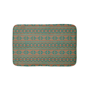 Tapis De Bain Cuivre du sud-ouest Turquoise Motif géométrique Pe