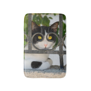 Tapis De Bain Curieux Chat avec Spectacles Cadre Amusant doux pe