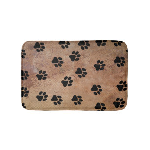 Tapis De Bain Cute animal Empreinte de patte Motif Black Gold