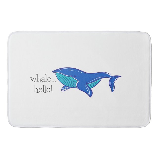 Tapis De Bain Cute baleine Bonjour Blue Bath Mat (Devant)