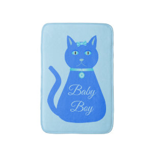 Tapis De Bain Cute Blue Baby Boy Chat Personnalisé