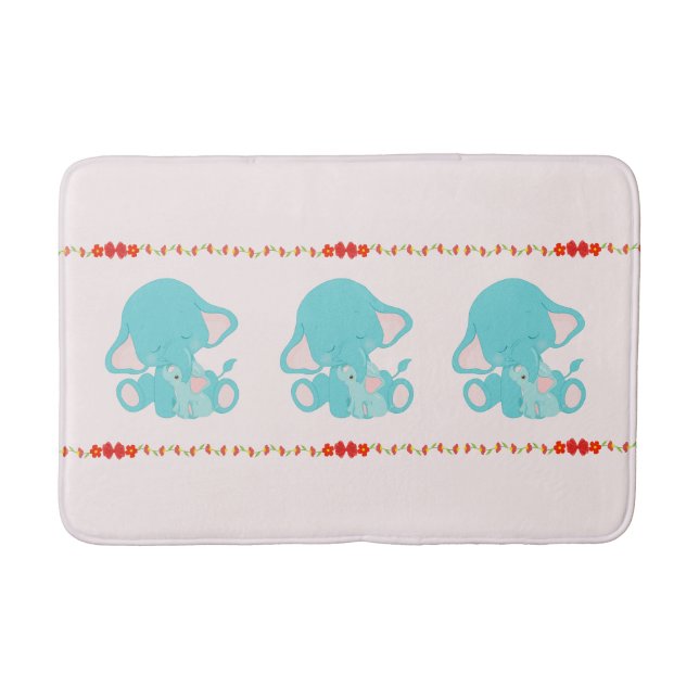 Tapis De Bain Cute Blue Elephant Kids Baby Nursery (Devant)