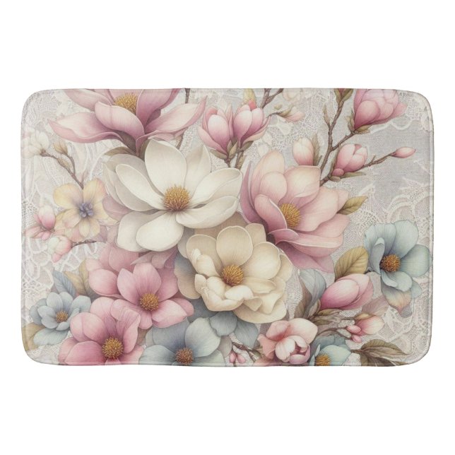 Tapis De Bain Cute chic girly floral and lace (Devant)