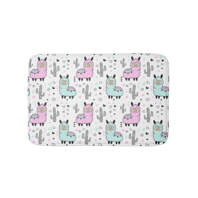 Tapis De Bain Cute & Coloré Llama rose enfants Mat de bain (Devant)