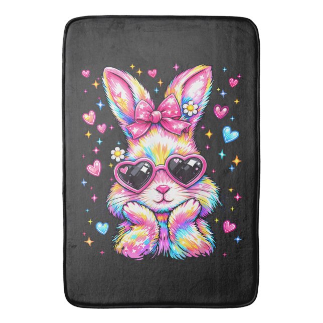 Tapis De Bain Cute Coquette Tie Dye Rabbit Easter Bunny (devant Vertical)